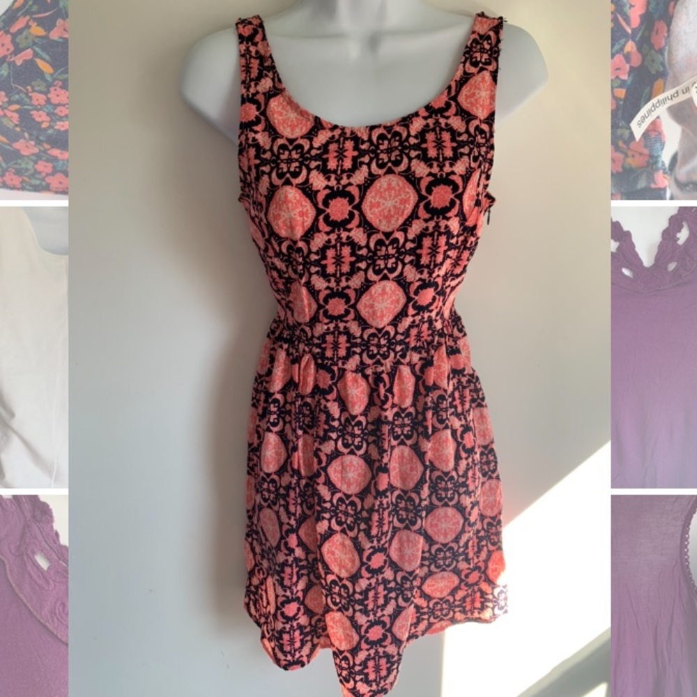 Summer Pink Black Tank Dress